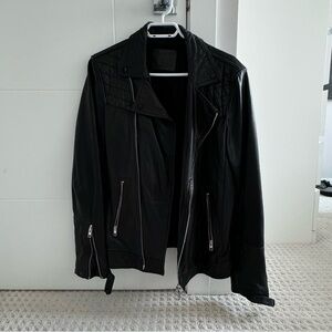All Saints Black Leather Coat - Men’s Small